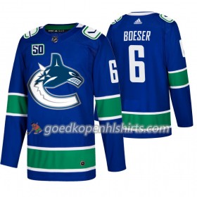 Vancouver Canucks Brock Boeser 6 50th Anniversary Adidas 2019-2020 Blauw Authentic Shirt - Mannen